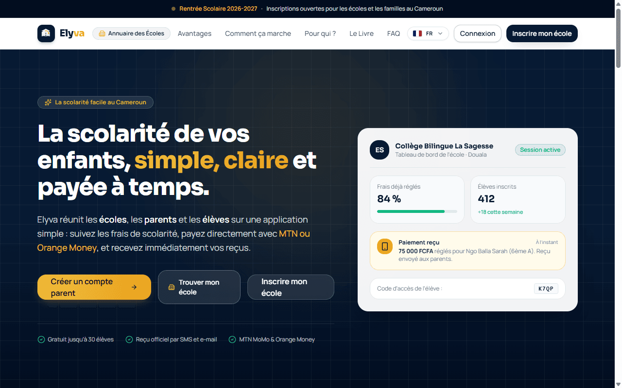 Elyva School : Scolarité & Gestion Éducative